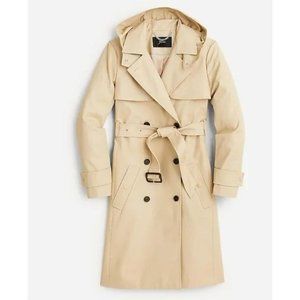 NWT J.Crew Womens Petite New Icon Trench Coat Vintage Khaki Size P2 BF458